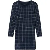 Schiesser Pyjama long 'Fine Interlock' bleu foncé / blanc