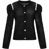 Faina Cardigan noir / blanc perle
