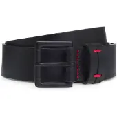 HUGO Ceinture en cuir italien avec passant à couture rouge