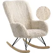 Beliani Fauteuil à bascule AKRA Fourrure synthétique Beige clair