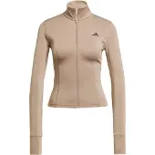 Adidas Optime Essentials Full Zip Sweatshirt Beige L Femme