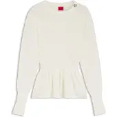 HUGO Pull en coton avec broche à fleurs amovible