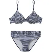 Schiesser Bikini 'Aqua Sea Blossom' bleu foncé / blanc cassé