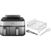 Philips 5000 Series Dual Basket NA555/00 + Set de Cuisson Double Niveau