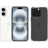 Apple iPhone 16 128 Go Blanc + BlueBuilt Protective Back Cover Transparent