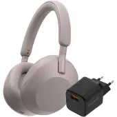 Sony WH-1000XM5 Rose + BlueBuilt Chargeur Quick Charge avec Port USB-A 18 W Noir