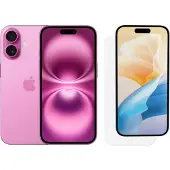 Apple iPhone 16 128 Go Rose + BlueBuilt Protège-écran Verre