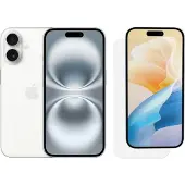 Apple iPhone 16 128 Go Blanc + BlueBuilt Protège-écran Verre