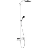 Hansgrohe Colonne de douche Pulsify S 260, modèle 1jet, avec thermostat de baignoire et pommeau de douche ShowerTablet Select 400, finition chromée