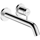 Hansgrohe Mitigeur mural encastré Tecturis S, monocommande, pour lavabo, système EcoSmart+, bec de 22,5 cm, finition chrome