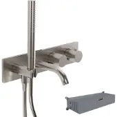 Blaufoss Round robinet baignoire thermostatique encastré avec douchette Brushed Coolmetal incl élément intégré