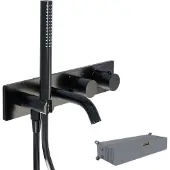 Blaufoss Round robinet baignoire thermostatique encastré avec douchette Noir Mat incl élément intégré