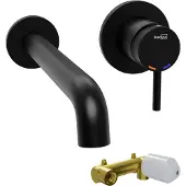 Blaufoss Round robinet de lavabo à encastrer noir mat incl élément intégré