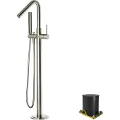 Blaufoss Round robinet baignoire îlot avec douchette Brushed CoolMetal