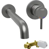 Blaufoss Round robinet de lavabo encastré GunMetal brossé incl élément intégré