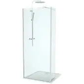 Linie Twist douche à l'italienne avec panneau latéral pivotant 90 x 200 cm verre transparent profil chrome brillant