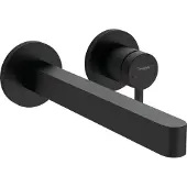Hansgrohe Finoris Mitigeur lavabo monotrou encastré pour montage mural avec bec 22,8 cm, noir mat