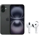 Apple iPhone 16 128 Go Noir + AirPods 4 Réduction de Bruit Active