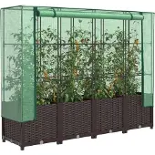 vidaXL Lit surélevé avec serre aspect rotin 160x40x138 cm