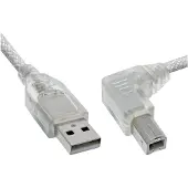 InLine 34520R Câble USB 2.0, A à B plié à droite, transparent, 2m