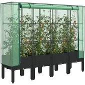 vidaXL Lit surélevé avec serre aspect rotin 160x40x140 cm