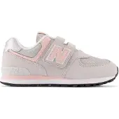 New Balance unisex pour enfant. PV574V1 Baskets 574 Core Hook & Loop en cuir gris (31 W), Plat, Velcro, Casuel, mode enfantine