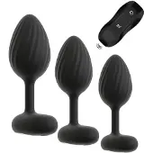 ANOS - plug anal vibrant - set de 3 - silicone noir