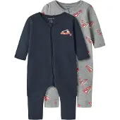 Name it Firetruck Long Sleeve Pyjama 2 Units Bleu,Gris 2 Months Garçon