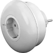 Goobay 64566 LED veilleuse pour la prise de courant, blanc-transparent - avec 3 modes de fonctionnement (on, off, auto), capteur crépusculaire et prise de courant avec contact de protection