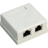 Goobay Prise RJ45 à 2 ports, CAT 6, STP, blanche - blindée