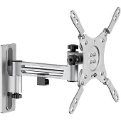 Goobay 71988 Basic Support TV mural Caravan FULLMOTION (M), argent - Support pour téléviseur de 13 à 43 pouces (33 - 109 cm), max. 15 kg, entièrement mobile : pivotant, inclinable, jusqu'à 2