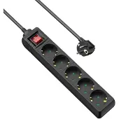 Allteq Multiprise - 5 prises - interrupteur -