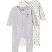 Name it Flower Long Sleeve Pyjama 2 Units Gris,Violet 4 Years Fille