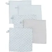 Roba Lot De 5 Gants De Toilette Bébé "Lil Planet" 25 X 25 Cm - Coton Bio - Bleu Clair