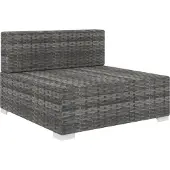 vidaXL Canapé modulaire partie centrale 1 pc + coussins poly rotin gris
