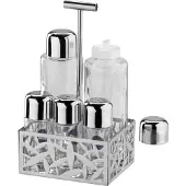 Alessi MSA16 CACTUS SERVICE HUILE, VINAIGRE, SEL, POIVRE ET ÉPICES EN ACIER INOXYDABLE 18/10 BRILLANT ET VERRE