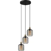 Eglo 43499 CHISLE E27 triple suspension Ø425mm noir bruni ambre