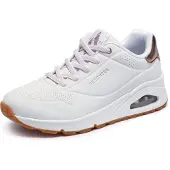 SKECHERS Baskets basses 'Uno' or rose / blanc