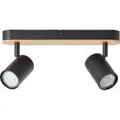 Brilliant : applique murale à spot NIELS 2 branches | noir mat/naturel | applique murale avec bambou et spot orientable | 2x GU10 max. 10 W | métal/bambou