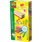 SES Creative Craie de couleur avec éponge (12x)