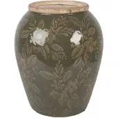 Clayre & Eef Vase en céramique Ø 16 cm x 20 cm Vert-Marron