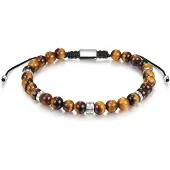 Männerglanz Bracelet caramel / brun foncé / argent