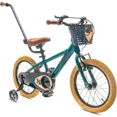 Sun baby Vélo enfant pour garçon 16 pouces roues d'entraînement panier cloche Verdant Rowan vert