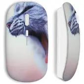 MANIACASE Souris sans fil - - Chat mimi - Couleur blanche - Clé USB wifi incluse - Compatible Mac et PC