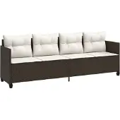 vidaXL Chaise longue avec coussin Marron Poly rotin