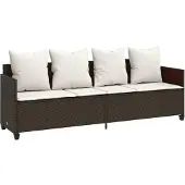 vidaXL Chaise longue avec coussin Marron Poly rotin
