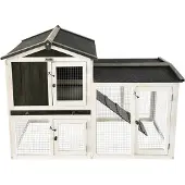 Lendo Online Clapier Lapin Extérieur 145x45x85 cm Bois Gris