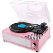Lisciani Tourne-disque Vintage Rainy Days rose 3 vitesses