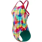 Speedo Fl Printed Leaderback Swimsuit Multicolore UK 30 Femme