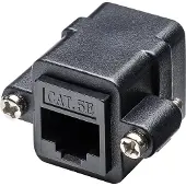 Goobay 72361 Raccord/connecteur modulaire RJ45 avec bride de montage, CAT 5e, CAT 5e, noir - 2x RJ45 femelle (8P8C)